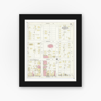 Old map wall art mockup — black gallery frame with white mat — Sanborn Fire Insurance Map from Breckenridge, Wilkin County, Minnesota (1914), Sheet #0003