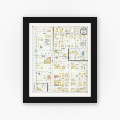 Old map wall art mockup — black gallery frame with white mat — Sanborn Fire Insurance Map from L'Anse, Baraga County, Michigan (1900), Sheet #0001