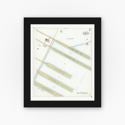 Old map wall art mockup — black gallery frame with white mat — Sanborn Fire Insurance Map from Two Harbors, Lake County, Minnesota (1901), Sheet #0007