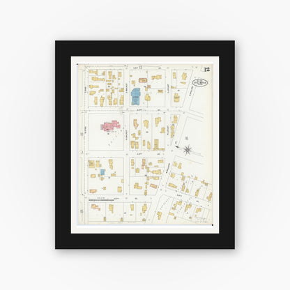Old map wall art mockup — black gallery frame with white mat — Sanborn Fire Insurance Map from Stillwater, Washington County, Minnesota (1904), Sheet #0012