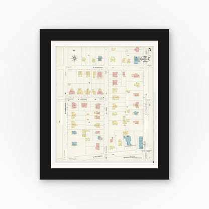 Old map wall art mockup — black gallery frame with white mat — Sanborn Fire Insurance Map from Lansdowne, Delaware County, Pennsylvania (1908), Sheet #0005
