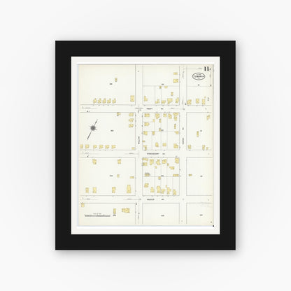 Old map wall art mockup — black gallery frame with white mat — Sanborn Fire Insurance Map from Towanda, Bradford County, Pennsylvania (1911), Sheet #0011
