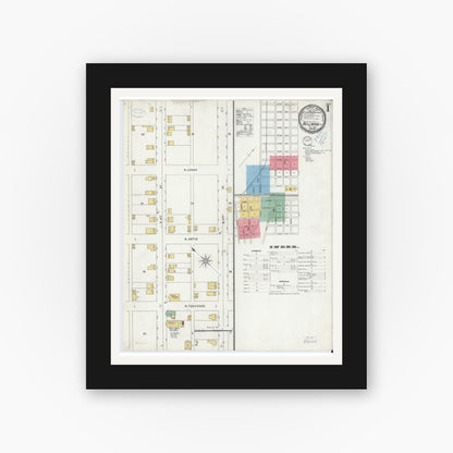 Old map wall art mockup — black gallery frame with white mat — Sanborn Fire Insurance Map from Bellwood, Blair County, Pennsylvania (1899) - Complete Map Set