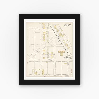Old map wall art mockup — black gallery frame with white mat — Sanborn Fire Insurance Map from Bay Point, Contra Costa County, California (1919), Sheet #0002