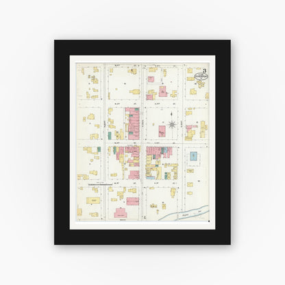 Old map wall art mockup — black gallery frame with white mat — Sanborn Fire Insurance Map from Coudersport, Potter County, Pennsylvania (1903), Sheet #0003
