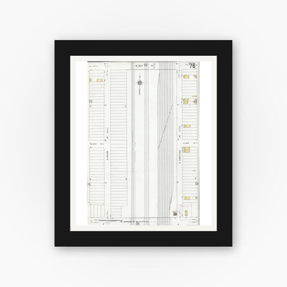 Old map wall art mockup — black gallery frame with white mat — Sanborn Fire Insurance Map from Chicago, Cook County, Illinois (1920), Sheet #0076