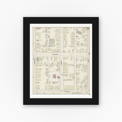 Old map wall art mockup — black gallery frame with white mat — Sanborn Fire Insurance Map from Rome, Oneida County, New York (1884), Sheet #0002