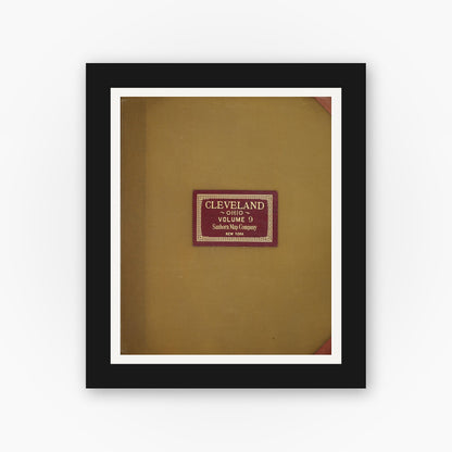 Old map wall art mockup — black gallery frame with white mat — Sanborn Fire Insurance Map from Cleveland, Cuyahoga County, Ohio (1949), Sheet #0001