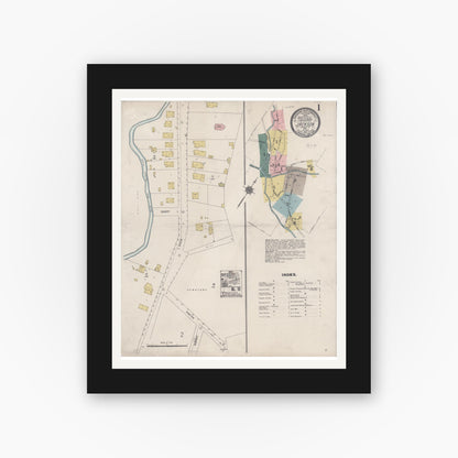 Old map wall art mockup — black gallery frame with white mat — Sanborn Fire Insurance Map from Jackson, Amador County, California (1912) - Complete Map Set