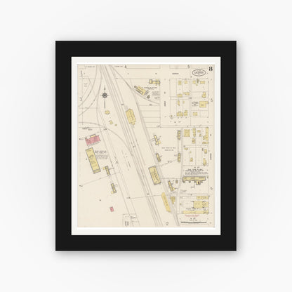 Old map wall art mockup — black gallery frame with white mat — Sanborn Fire Insurance Map from Calexico, Imperial County, California (1920), Sheet #0008