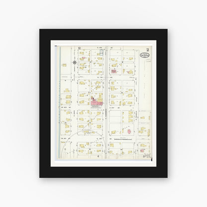Old map wall art mockup — black gallery frame with white mat — Sanborn Fire Insurance Map from Delphos, Van Wert And Allen Counties, Ohio (1911), Sheet #0002