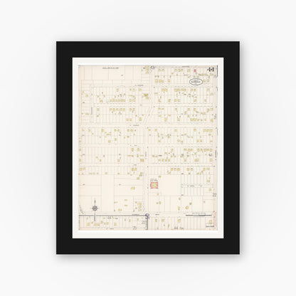 Old map wall art mockup — black gallery frame with white mat — Sanborn Fire Insurance Map from Glendale, Los Angeles County, California (1919), Sheet #0044