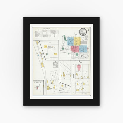 Old map wall art mockup — black gallery frame with white mat — Sanborn Fire Insurance Map from Spring Valley, Fillmore County, Minnesota (1900) - Complete Map Set