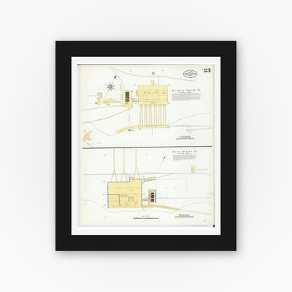 Old map wall art mockup — black gallery frame with white mat — Sanborn Fire Insurance Map from Houghton, Houghton County, Michigan (1908), Sheet #0023