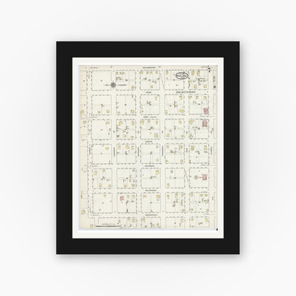 Old map wall art mockup — black gallery frame with white mat — Sanborn Fire Insurance Map from Midland, Midland County, Texas (1914), Sheet #0007