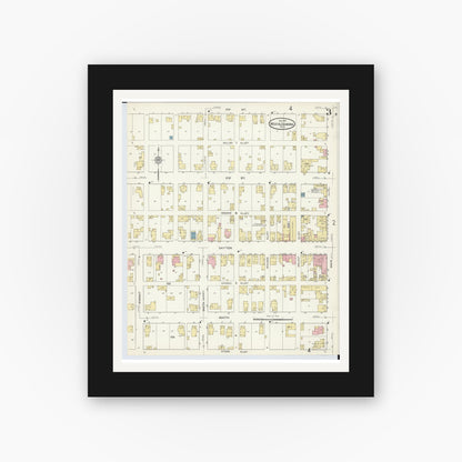Old map wall art mockup — black gallery frame with white mat — Sanborn Fire Insurance Map from West Alexandria, Preble County, Ohio (1912), Sheet #0003