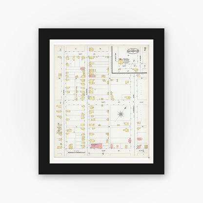 Old map wall art mockup — black gallery frame with white mat — Sanborn Fire Insurance Map from Northumberland, Northumberland County, Pennsylvania (1901), Sheet #0007