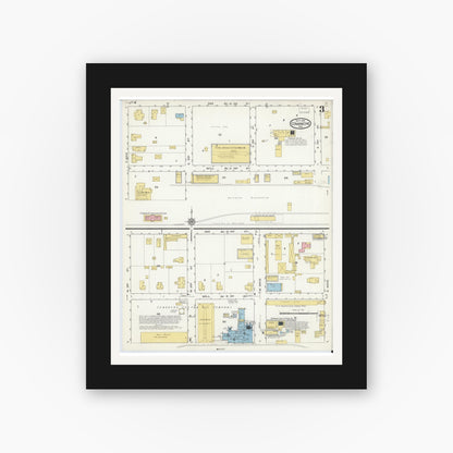 Old map wall art mockup — black gallery frame with white mat — Sanborn Fire Insurance Map from Comanche, Comanche County, Texas (1915), Sheet #0003