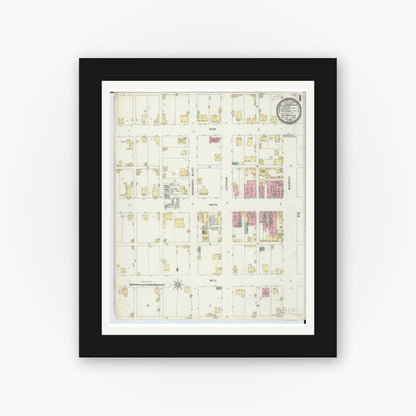 Old map wall art mockup — black gallery frame with white mat — Sanborn Fire Insurance Map from McArthur, Vinton County, Ohio (1896) - Complete Map Set