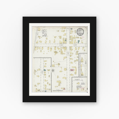 Old map wall art mockup — black gallery frame with white mat — Sanborn Fire Insurance Map from South New Berlin, Chenango County, New York (1894), Sheet #0001