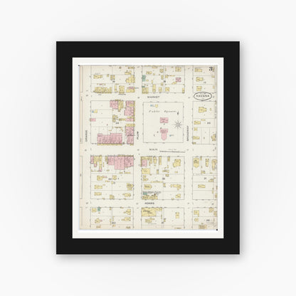 Old map wall art mockup — black gallery frame with white mat — Sanborn Fire Insurance Map from Havana, Mason County, Illinois (1887), Sheet #0003