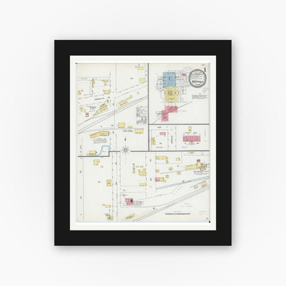 Old map wall art mockup — black gallery frame with white mat — Sanborn Fire Insurance Map from Greenville, Bond County, Illinois (1898) - Complete Map Set