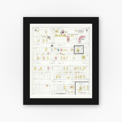 Old map wall art mockup — black gallery frame with white mat — Sanborn Fire Insurance Map from Lake Bluff, Lake County, Illinois (1928), Sheet #0003