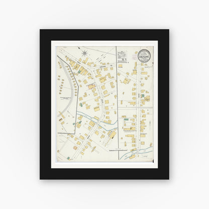 Old map wall art mockup — black gallery frame with white mat — Sanborn Fire Insurance Map from Scalp Level, Somerset And Cambria County, Pennsylvania (1904), Sheet #0001