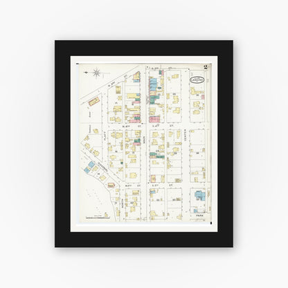 Old map wall art mockup — black gallery frame with white mat — Sanborn Fire Insurance Map from Lansing, Allamakee County, Iowa (1894), Sheet #0002