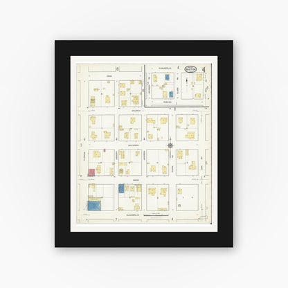 Old map wall art mockup — black gallery frame with white mat — Sanborn Fire Insurance Map from Bartow, Polk County, Florida (1917), Sheet #0004