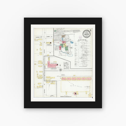 Old map wall art mockup — black gallery frame with white mat — Sanborn Fire Insurance Map from Lancaster, Erie County, New York (1904) - Complete Map Set