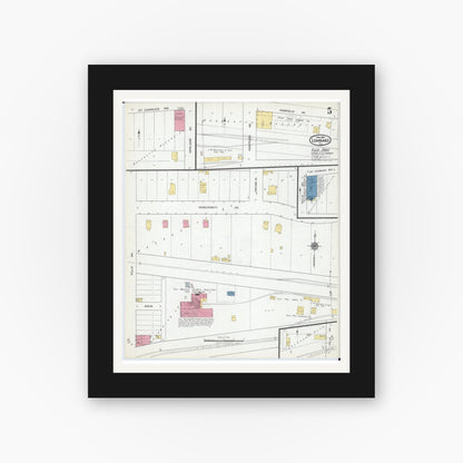 Old map wall art mockup — black gallery frame with white mat — Sanborn Fire Insurance Map from Lombard, Du Page County, Illinois (1919), Sheet #0005