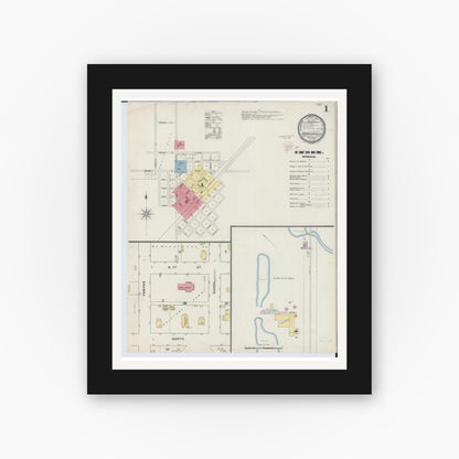 Old map wall art mockup — black gallery frame with white mat — Sanborn Fire Insurance Map from Morrisonville, Christian County, Illinois (1894) - Complete Map Set
