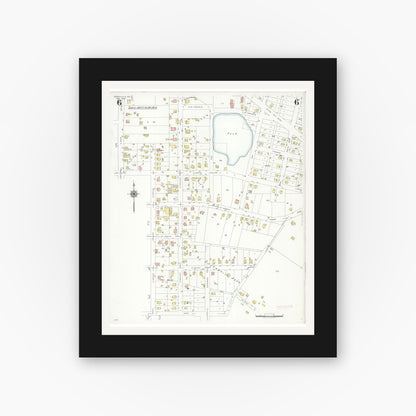Old map wall art mockup — black gallery frame with white mat — Sanborn Fire Insurance Map from Perryville, Perry County, Missouri (1938), Sheet #0006