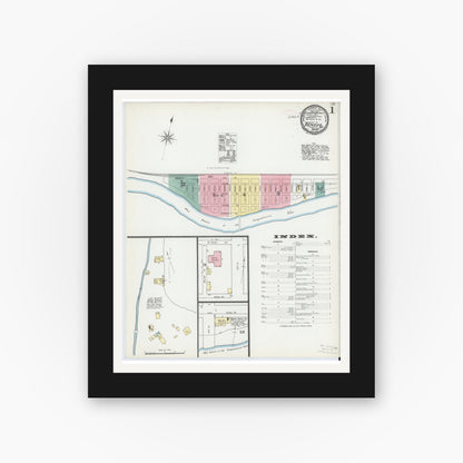 Old map wall art mockup — black gallery frame with white mat — Sanborn Fire Insurance Map from Renovo, Clinton County, Pennsylvania (1892) - Complete Map Set