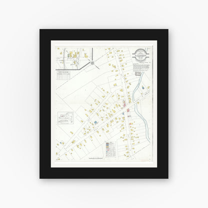 Old map wall art mockup — black gallery frame with white mat — Sanborn Fire Insurance Map from Alexander, Genesee County, New York (1933), Sheet #0001