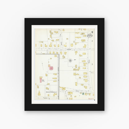 Old map wall art mockup — black gallery frame with white mat — Sanborn Fire Insurance Map from Windsor, Broome County, New York (1905), Sheet #0002