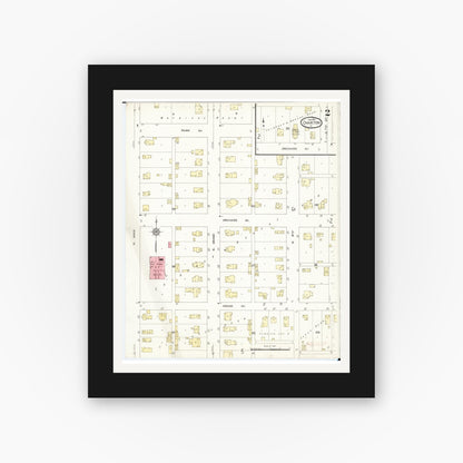 Old map wall art mockup — black gallery frame with white mat — Sanborn Fire Insurance Map from Chariton, Lucas County, Iowa (1913), Sheet #0002