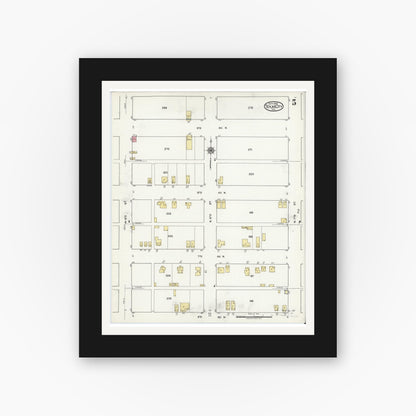 Old map wall art mockup — black gallery frame with white mat — Sanborn Fire Insurance Map from Texas City, Galveston County, Texas (1920), Sheet #0005