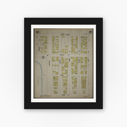 Old map wall art mockup — black gallery frame with white mat — Sanborn Fire Insurance Map from New Jersey Coast, New Jersey Coast, New Jersey (1890), Sheet #0025