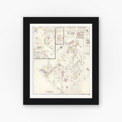 Old map wall art mockup — black gallery frame with white mat — Sanborn Fire Insurance Map from Kilgore, Gregg County, Texas (1950), Sheet #0004