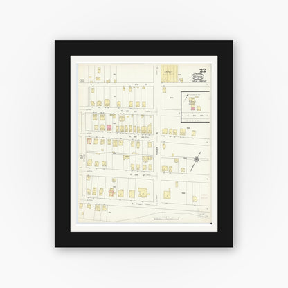 Old map wall art mockup — black gallery frame with white mat — Sanborn Fire Insurance Map from Berwick, Columbia County, Pennsylvania (1913), Sheet #0022