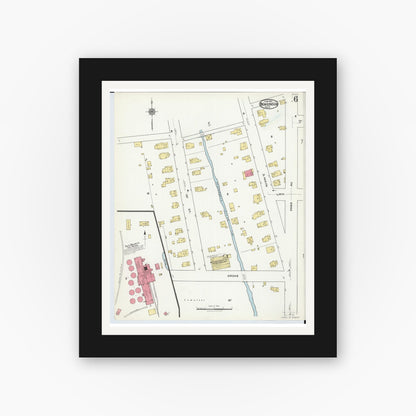 Old map wall art mockup — black gallery frame with white mat — Sanborn Fire Insurance Map from New London, Huron County, Ohio (1921), Sheet #0006
