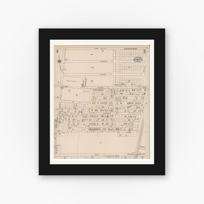 Old map wall art mockup — black gallery frame with white mat — Sanborn Fire Insurance Map from Dumont, Bergen County, New Jersey (1922), Sheet #0003