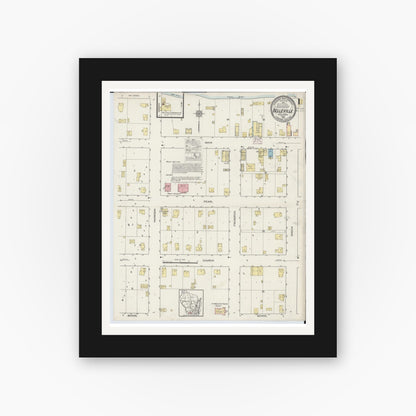 Old map wall art mockup — black gallery frame with white mat — Sanborn Fire Insurance Map from Belleville, Dane County, Wisconsin (1915) - Complete Map Set
