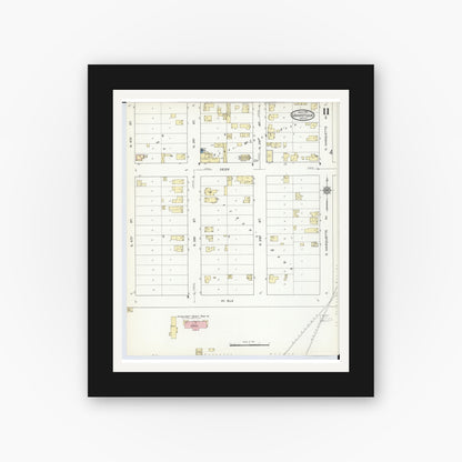 Old map wall art mockup — black gallery frame with white mat — Sanborn Fire Insurance Map from Manistique, Schoolcraft County, Michigan (1914), Sheet #0011