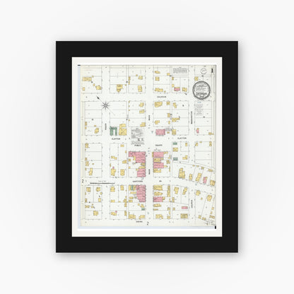 Old map wall art mockup — black gallery frame with white mat — Sanborn Fire Insurance Map from Centerburg, Knox County, Ohio (1900) - Complete Map Set