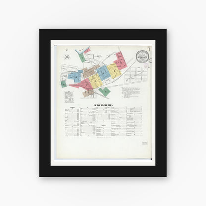 Old map wall art mockup — black gallery frame with white mat — Sanborn Fire Insurance Map from Negaunee, Marquette County, Michigan (1902) - Complete Map Set