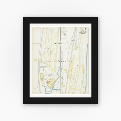 Old map wall art mockup — black gallery frame with white mat — Sanborn Fire Insurance Map from Merrill, Lincoln County, Wisconsin (1892), Sheet #0005
