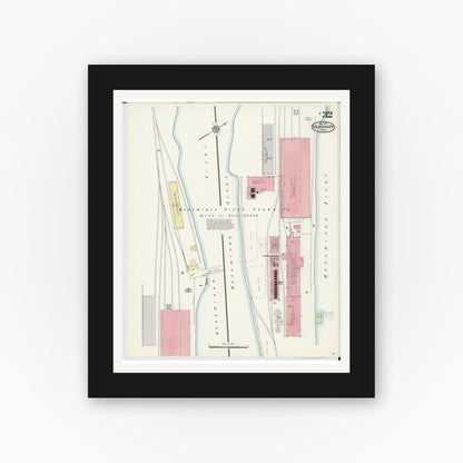 Old map wall art mockup — black gallery frame with white mat — Sanborn Fire Insurance Map from Menominee, Menominee County, Michigan (1913), Sheet #0032